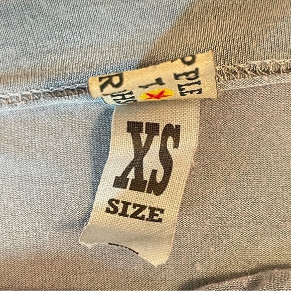 The People of the Labyrinths asymmetrical blue off the shoulder T-shirt size XS - Picture 8 of 9